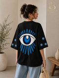Oversized T-shirt with evil eyes