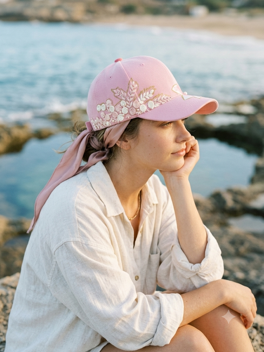 Flowery pink cap